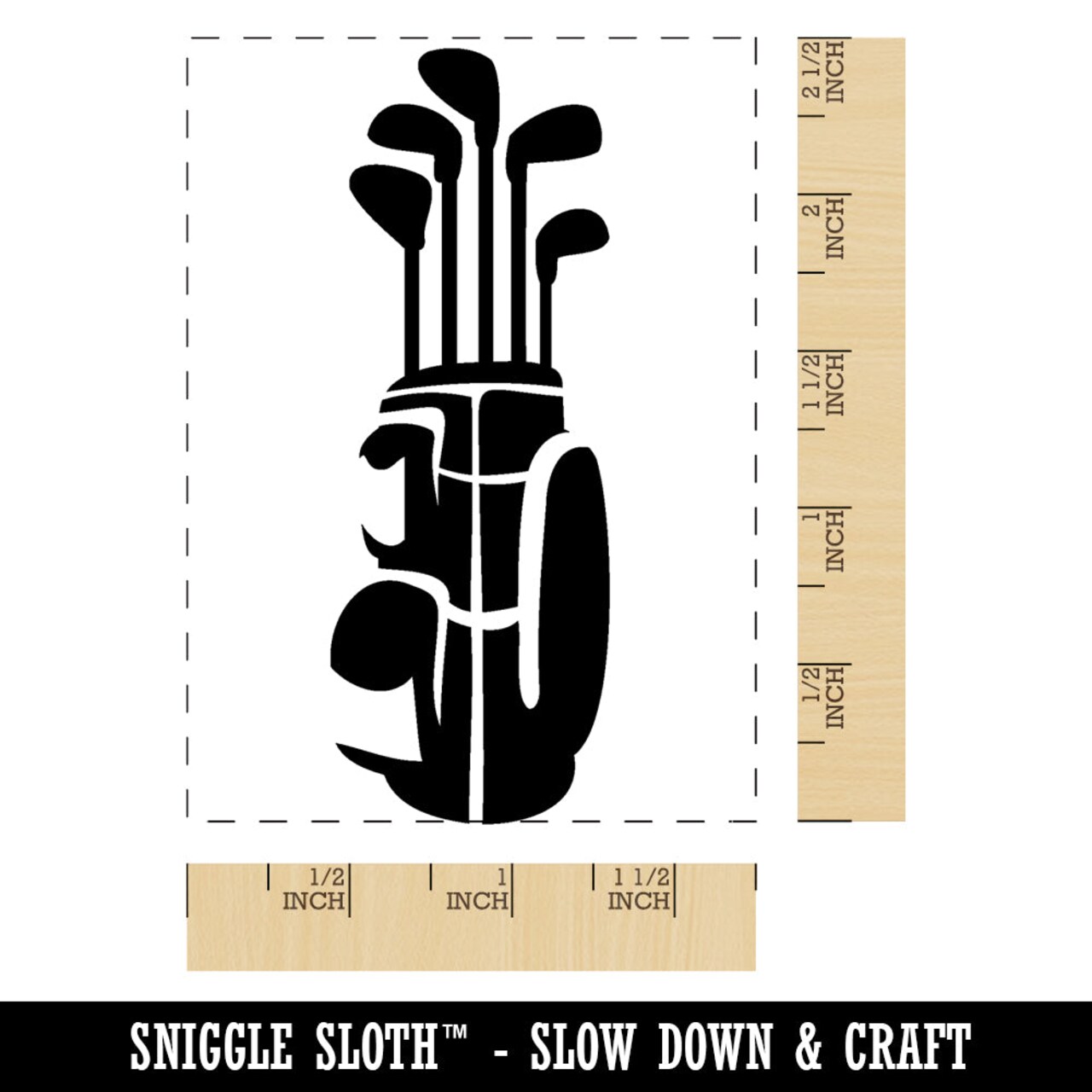 Golf Club Caddy Bag Set Rectangle Rubber Stamp for Stamping Crafting